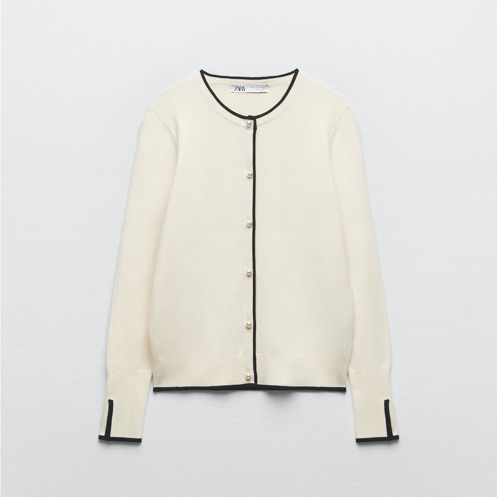 ZARA PEARL BUTTON KNIT CARDIGAN